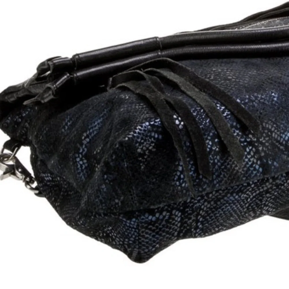 Foley+Corrina Suede Top Handle Bag in Cobalt Snakeskin Print Disco City Bag - Picture 6 of 8